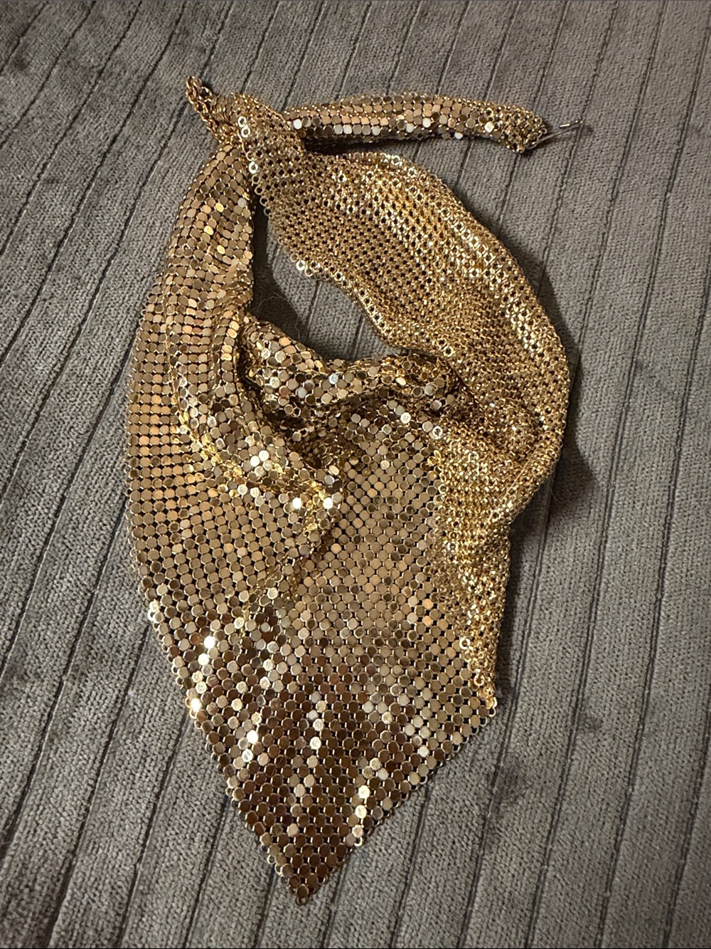 Whiting & Davis Gold color Mesh Bib Necklace